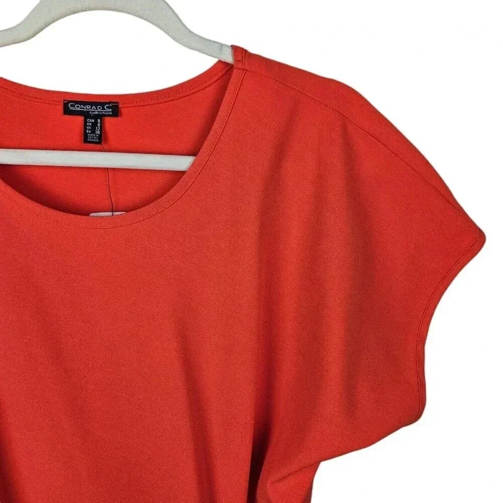 New With Tags Conrad C Collection Orange Cap Sleeve Side Tie Sheath Dress Size 8